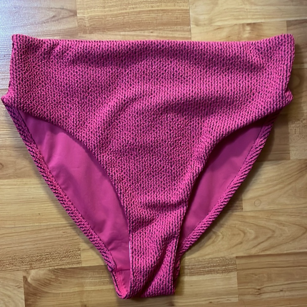 NWT Tabitha Brown Fuscia French Cut High Waist Cheeky Swim Bottoms Sz. L (12-14) - Picture 1 of 5